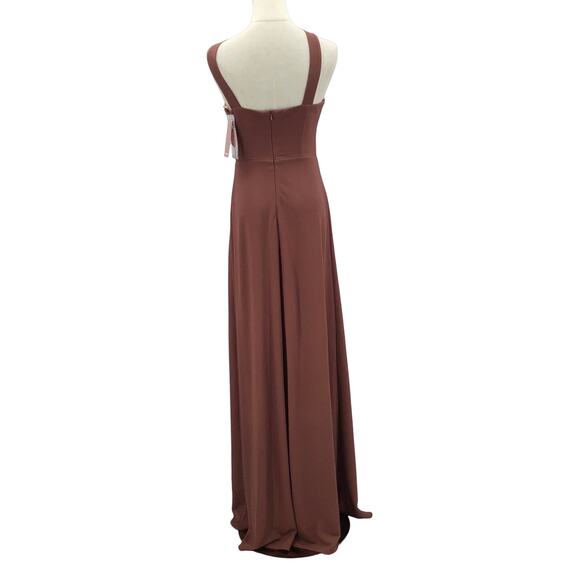Birdy Grey Pink Halter Slit Maxi Dress - Picture 4 of 9